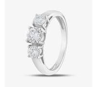 9ct White Gold Certified Lab Grown 1.00ct Brilliant Cut Diamond Three Stone Ring LGR5026-100 P (WG)