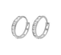 9ct White Gold Channel Set CZ 12mm Huggie Hoop Earrings