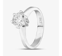 9ct White Gold Clear Crystal Six Claw Solitaire Ring MR4130W-L