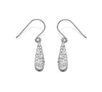 9ct White Gold Crystal Hook Wire Earrings - 26mm drop - EXCLUSIVE - G1042