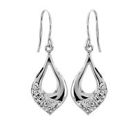 9ct White Gold Crystal Teardrop Hook Wire Earrings - 34mm drop - G1071