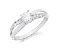 9ct White Gold Cubic Zirconia Crossover Ring - EXCLUSIVE - R5928-L