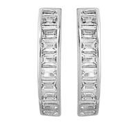 9ct White Gold Cubic Zirconia Half Hoop Earrings - 13mm - G2936