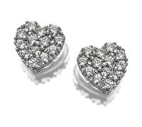 9ct White Gold Cubic Zirconia Heart Stud Earrings - 7mm - EXCLUSIVE - G3224