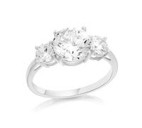 9ct White Gold Cubic Zirconia Trilogy Ring - R6524-U