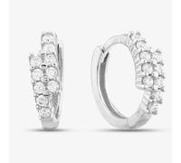 9ct White Gold Cubic Zirconia Two Row Hoop Earrings E1631W