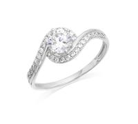 9ct White Gold Cubic Zirconia Wave Ring - R6555-P
