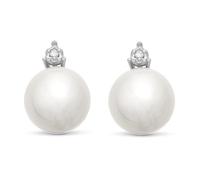 9ct White Gold Cultured Pearl And Diamond Stud Earrings - D54118