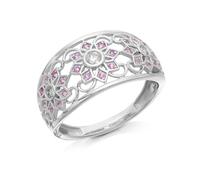 9ct White Gold Diamond And Pink Sapphire Band Ring - 10pts - D63128-S