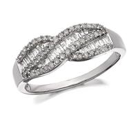 9ct White Gold Diamond Crossover Bow Ring - 1/2ct - D7746-M