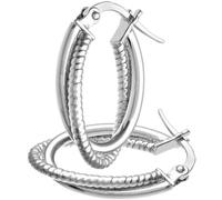 9ct White Gold Diamond-Cut Hoop Earrings - Twisted Rope Effect Creole Hoops - Italian Handcrafted Real Gold Jewellery - Earrings for All Occasions - Gift Boxed