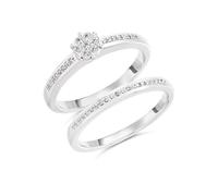 9ct White Gold Diamond Engagement And Wedding Ring Set - 18pts - S3256-M