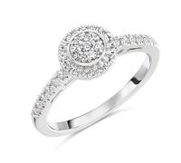 9ct White Gold Diamond Halo Cluster Ring - 30pts - D5262-M