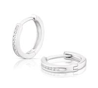 9ct White Gold Diamond Huggie Hoop Earrings