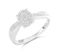 9ct White Gold Diamond Oval Cluster Ring - 18pts - D66190