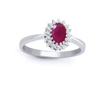 9ct White Gold Diamond Red Ruby Classic Royal Cluster Ring 9mm - 9R415 Jewelco London White S