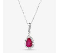 9ct White Gold Diamond Ruby Pear Shape Pendant VP0S604 9KW-RUBY