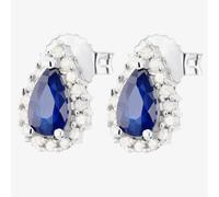 9ct White Gold Diamond Sapphire Pear Shape Earrings VE0S604 9KW/SAPPH T.H.Baker Blue One Size