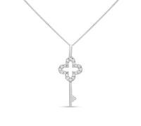 9ct White Gold Diamond-Set Cross Key Necklace - D56165