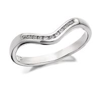 9ct White Gold Diamond Set Wishbone Wedding Ring - 3mm - R2431-R