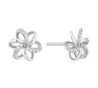 9ct White Gold Diamond Spiral Earrings