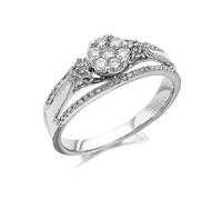 9ct White Gold Diamond Split Band Cluster Ring - 1/3ct - D6303