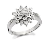 9ct White Gold Diamond Three Tier Cluster Ring - 12pts - D6684-O