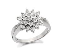 9ct White Gold Diamond Three Tier Cluster Ring - 12pts - D6684-S