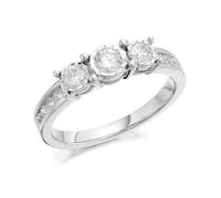 9ct White Gold Diamond Trilogy Ring - 1/2ct - D71134-J