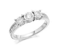 9ct White Gold Diamond Trilogy Ring - 1/2ct - D71134-R
