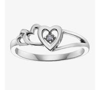 9ct White Gold Diamond Triple Open Heart Ring CH406WG-10 L