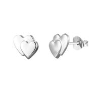 9ct white gold double heart stud earrings/Gift box/ 2021 Lockdown Valentine's Day Gift for Her Girlfriend Wife