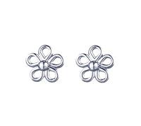 9ct white gold flower stud earrings with a ball stud bead centre, gift box