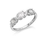 9ct White Gold Kisses Diamond Trilogy Ring - 80pts - D66116