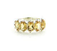 9ct White Gold Ladies 5 Stone Citrine Ring - Size P