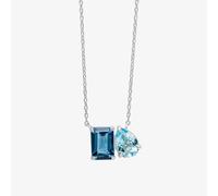 9ct White Gold Multi Cut Blue Topaz Necklace GN402