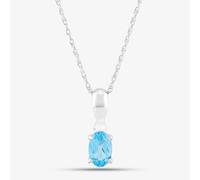 9ct White Gold Oval Cut Blue Topaz Necklace OJS0006P-SBT 9KW T.H.Baker Blue Standard