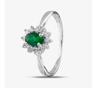 9ct White Gold Oval Cut Emerald & Cubic Zirconia Halo Ring D152306WG-N