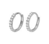 9ct White Gold Pave Set CZ 12mm Huggie Hoop Earrings