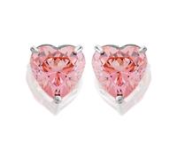 9ct White Gold Pink Cubic Zirconia Heart Stud Earrings - 6mm - G3134