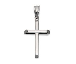 9ct White Gold Plain Hollow Cross - 22mm - R6352