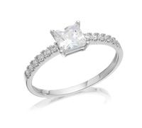 9ct White Gold Princess Cut Cubic Zirconia Ring - R5961-I