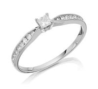 9ct White Gold Princess Cut Diamond Ring - 1/4ct - AGI Certificated - D71171-R