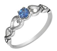 9ct White Gold Ring, Natural Sapphire Womens Engagement Ring - Size Q