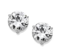 9ct White Gold Round Cubic Zirconia Earrings - 8mm - G3144