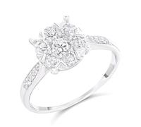9ct White Gold Round Diamond Cluster Ring, 1ct - D66138
