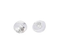 9ct White Gold & Rubber Round Earrings Backs - 1 Pair