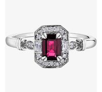 9ct White Gold Ruby 0.08ct Diamond Ring 4376WG-10 N
