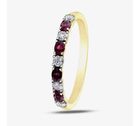 9ct Yellow Gold Ruby & 0.2ct Diamond Half Eternity Ring 50L76-9 RUBY P