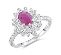 9ct White Gold Ruby And Diamond Cluster Ring - 3/4ct - D66158-O